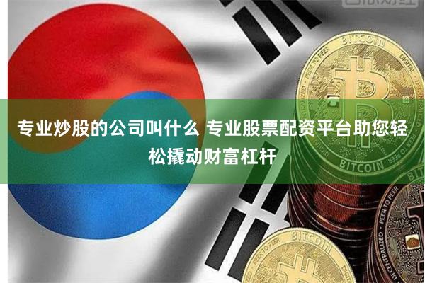 专业炒股的公司叫什么 专业股票配资平台助您轻松撬动财富杠杆